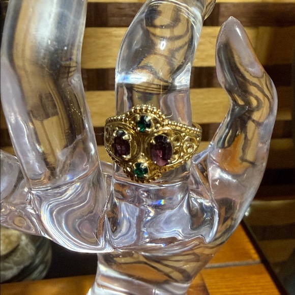 18kt Gold Plate Georgian Filigree Style Statement Ring Size 6 - Picture 8 of 8